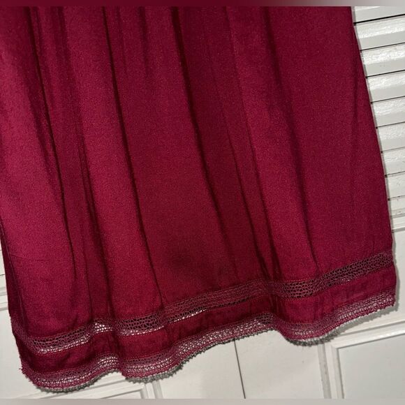 American Eagle Maroon Wine Boho Crochet Lace Eyelet Strappy Mini Dress‎ Size M - Picture 5 of 10